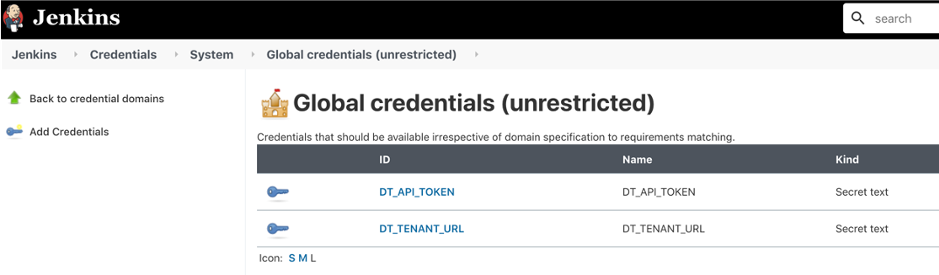 Screenshot Jenkins Global credentials