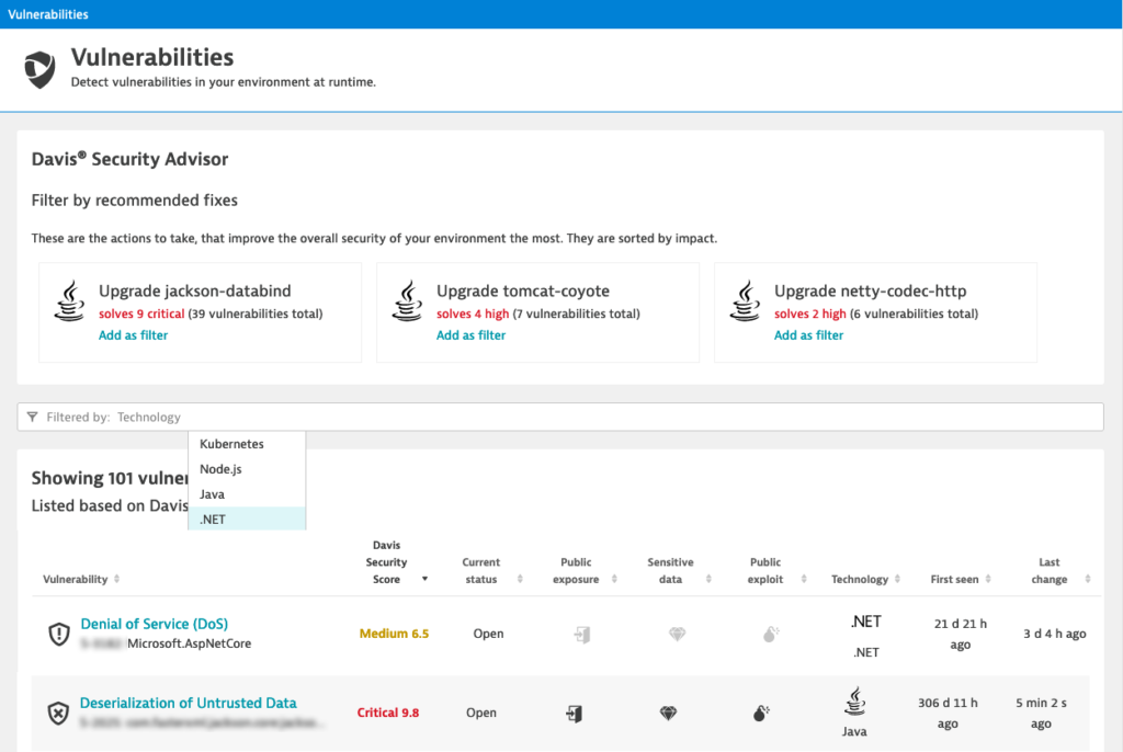 Dynatrace Application Security extends automatic vulnerability management to .NET