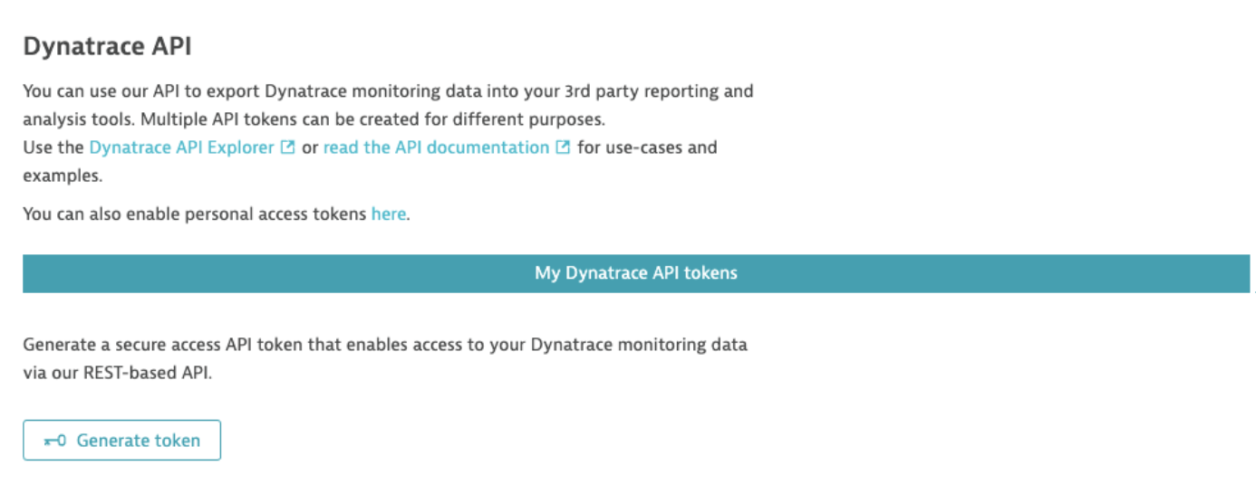Dynatrace API token