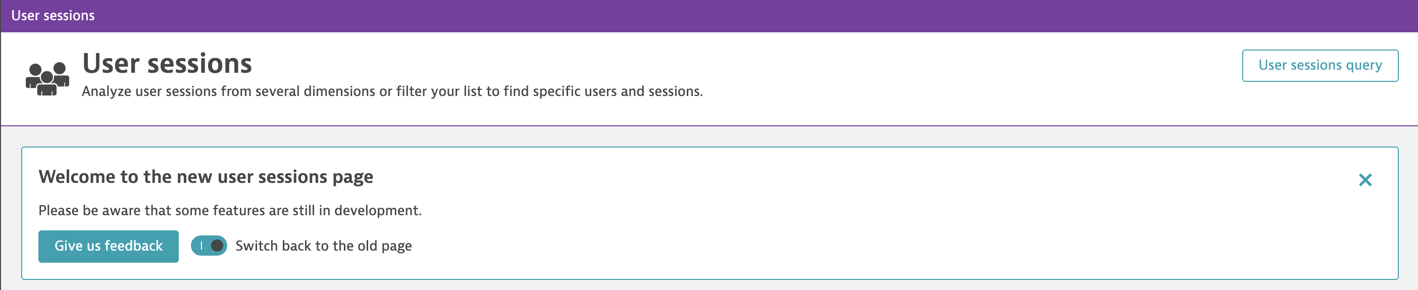 Opt out of the new User sessions view