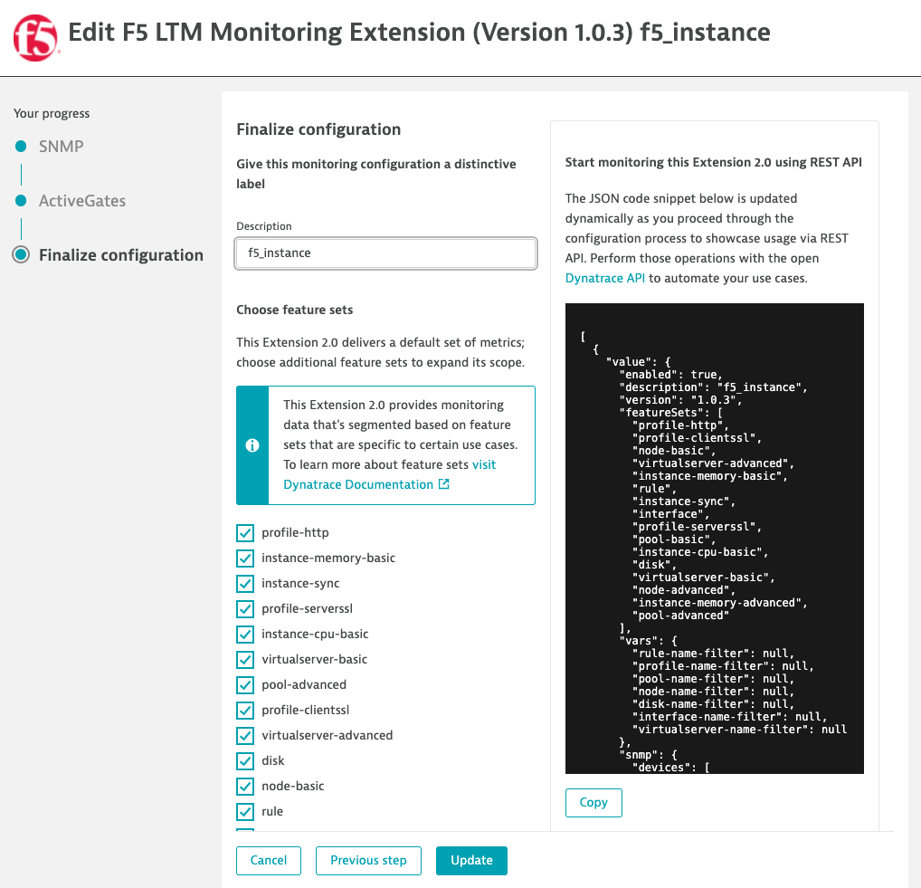 F5 BIG-IP LTM instance monitoring configuration