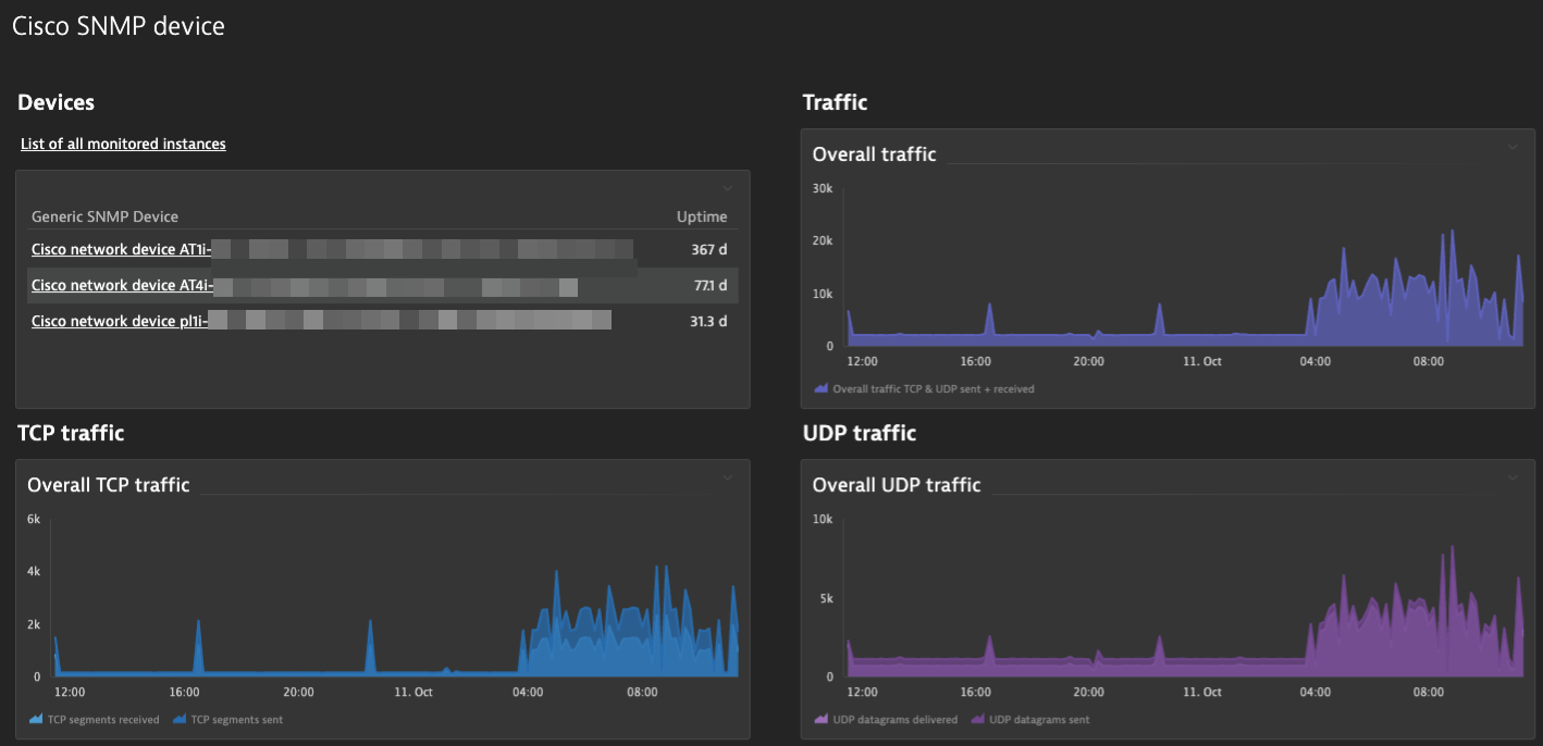 Cisco router instances and overall analysis view