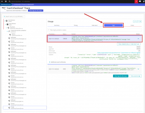 Error trace with expanded logs Dynatrace screenshot