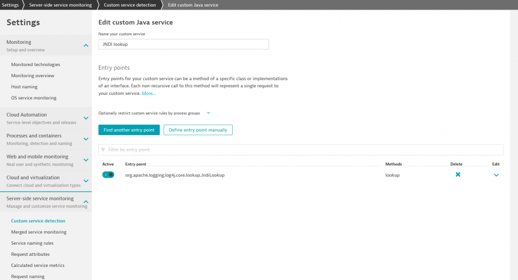 Log4Shell, Log4j custom service