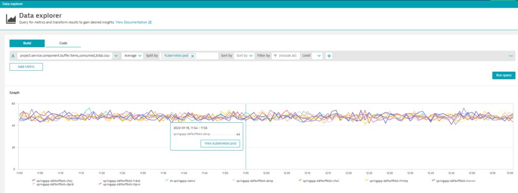 Data explorer Dynatrace screenshot