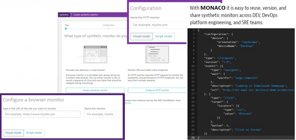 MONACO screenshots Dynatrace