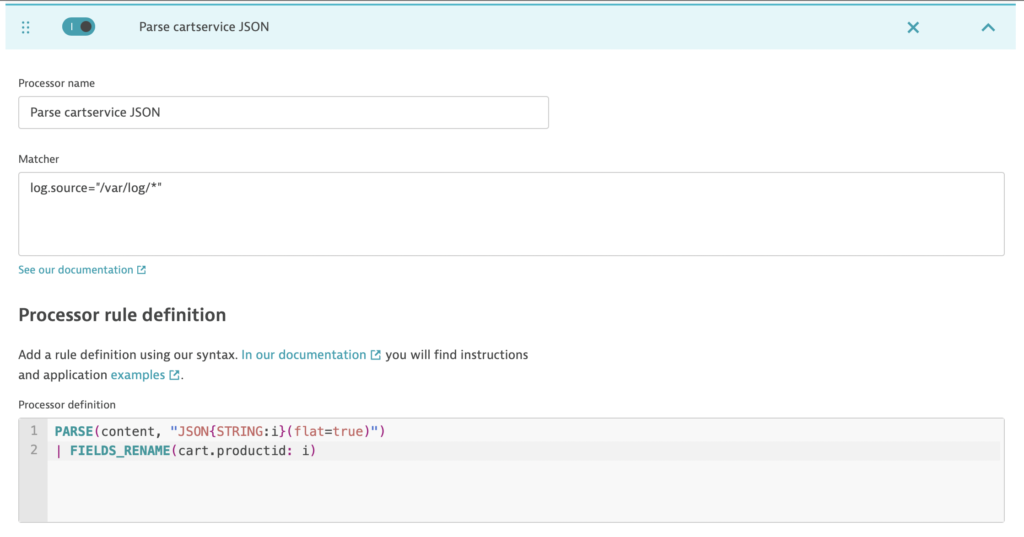 Log-processing capabilities Dynatrace screenshot