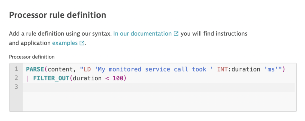 Processor rule definition Dynatrace screenshot