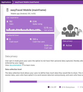 Users data privacy Dynatrace screenshot