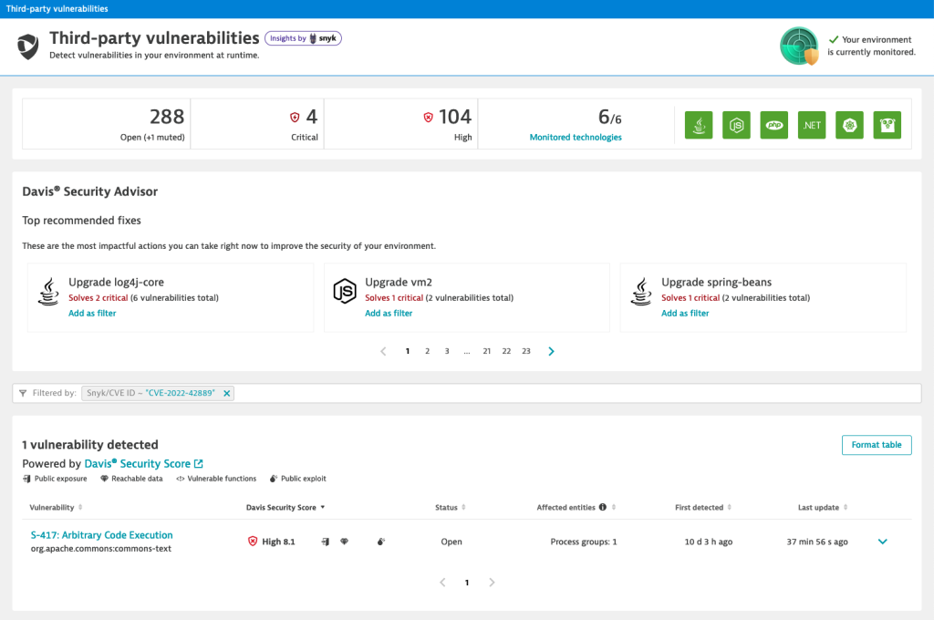 Detecting Apache Commons Text vulnerability