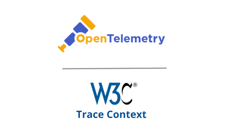 Open source software OpenTelemetry logo over the open standard W3C Trace Context logo