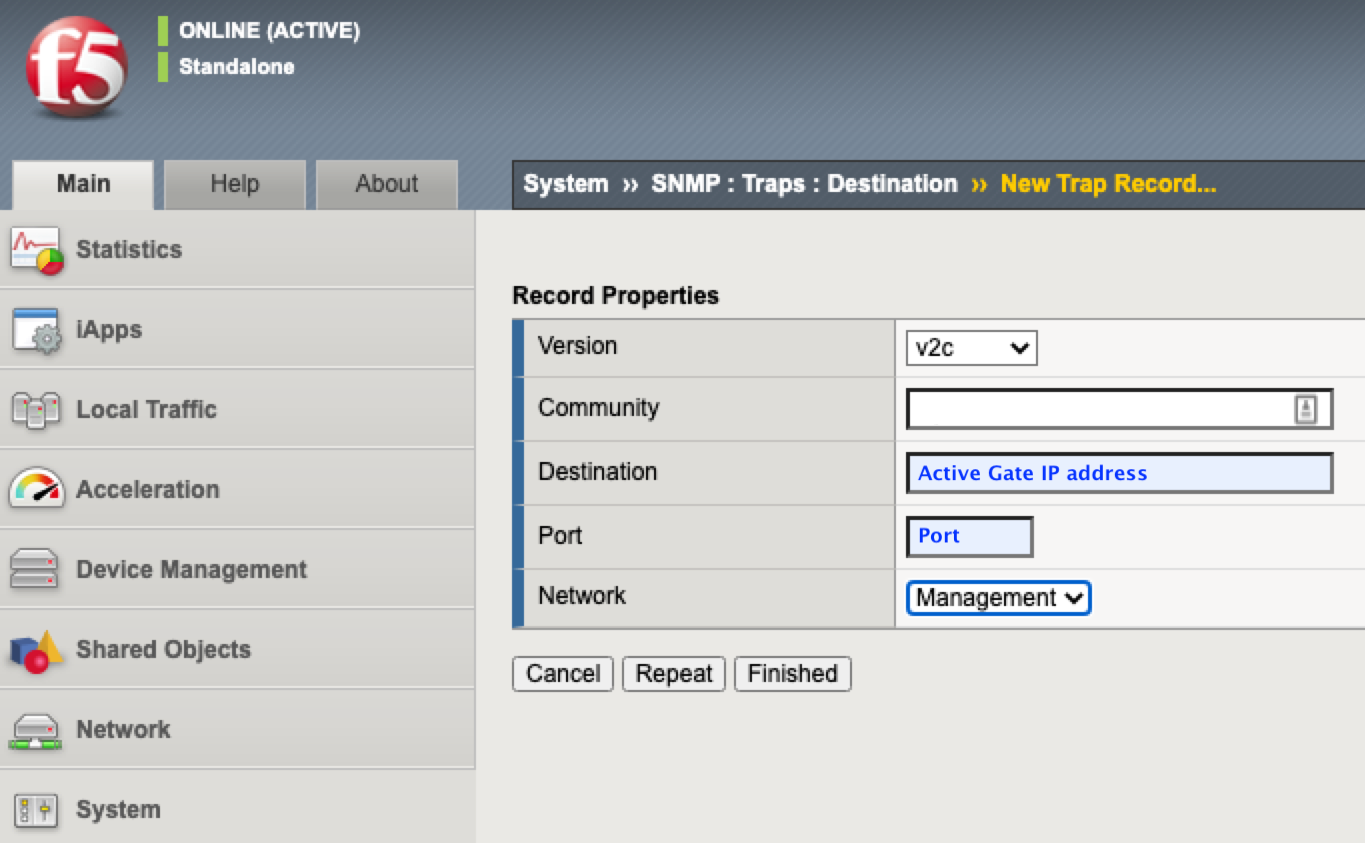 Sample SNMP-enabled device configuration
