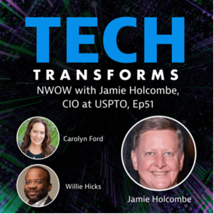 Podcast cover for the Tech Transforms podcast episode 51 with Jamie Holcombe