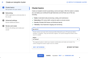 How to create a cluster in the Google Cloud Console