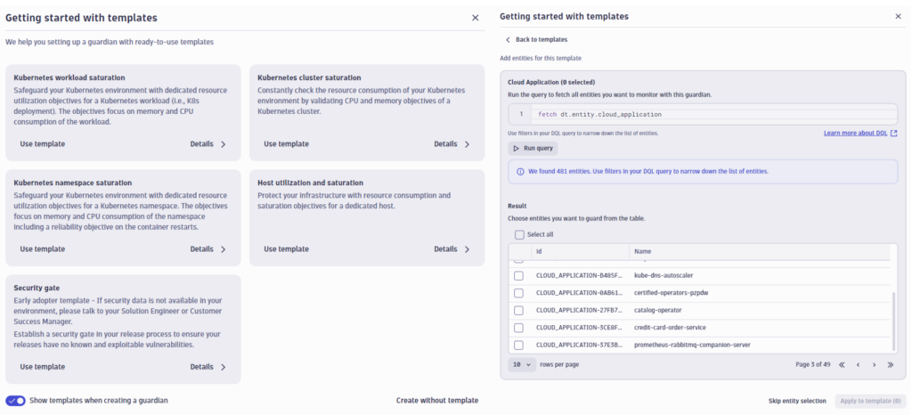 Two-step approach to creating a guardian using a template.