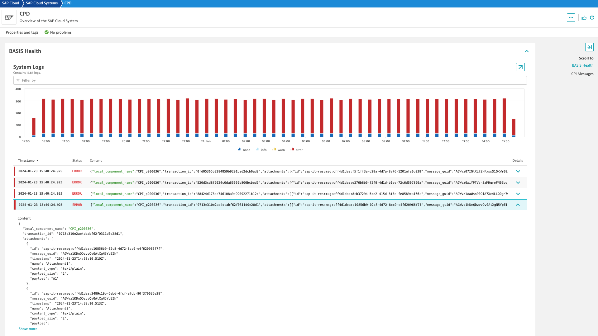 Visibility into SAP CPI messages, down to every single attribute.