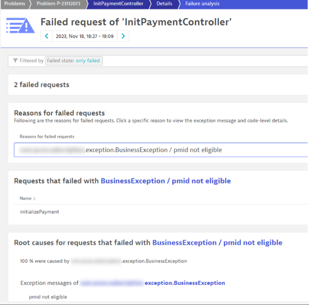 Details of a root cause in Dynatrace screenshot