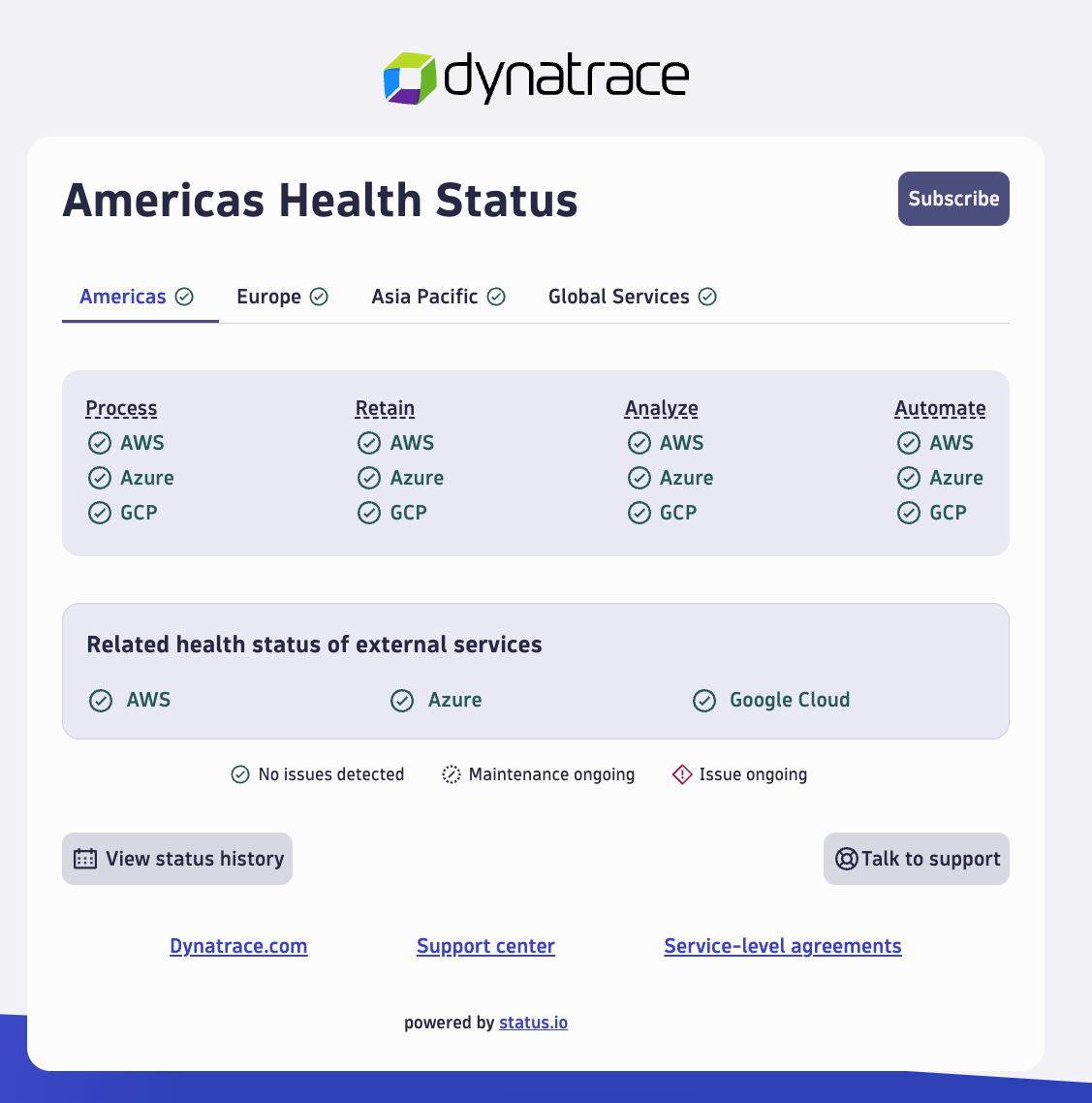 Health status page