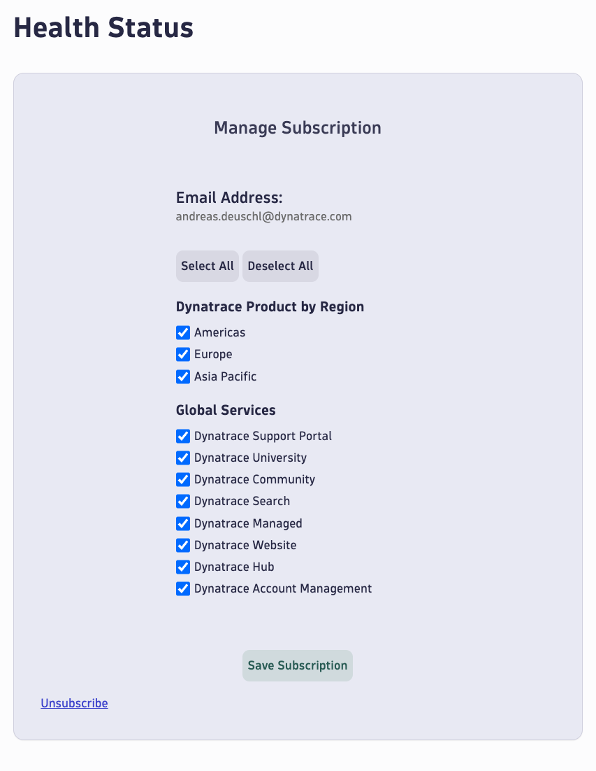 Notification subscription options