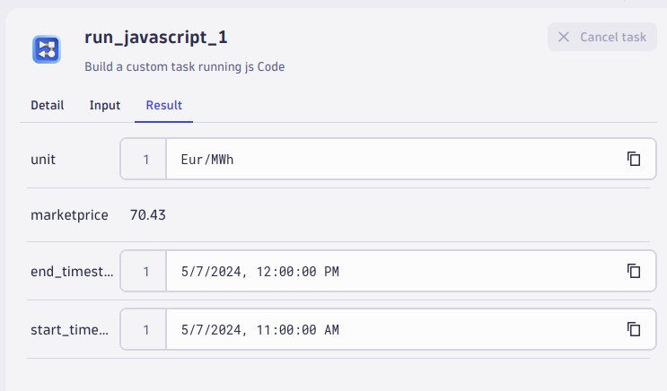 Building a custom task running js Code in Dynatrace screenshot