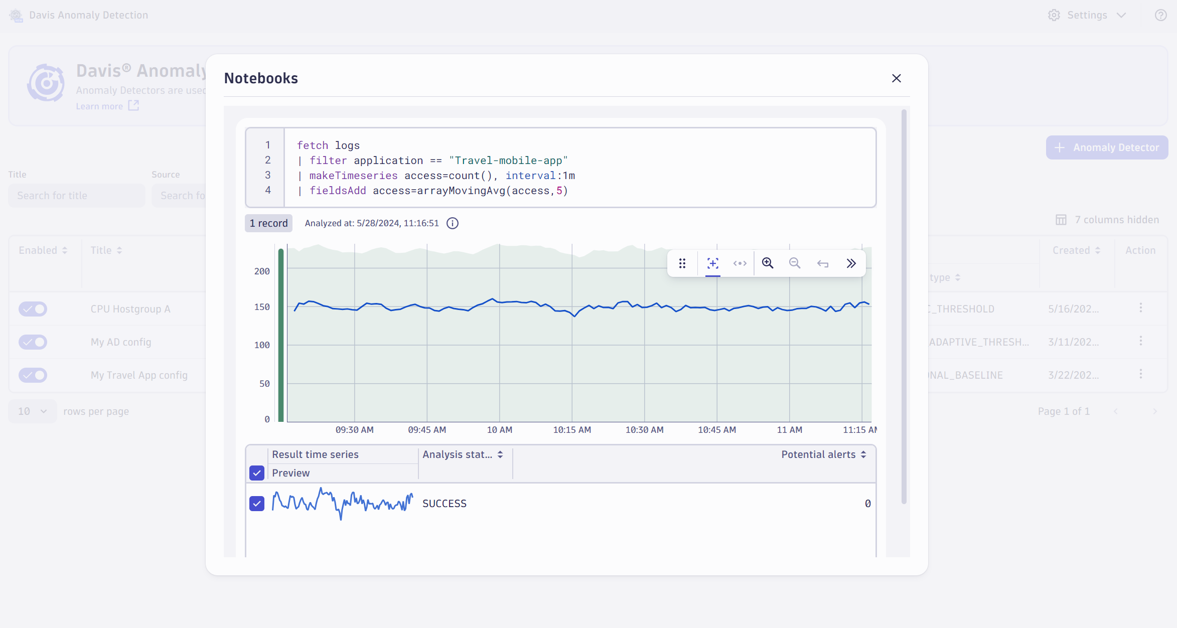 Visualize your custom anomaly detectors in Notebooks without leaving Davis Anomaly Detection.