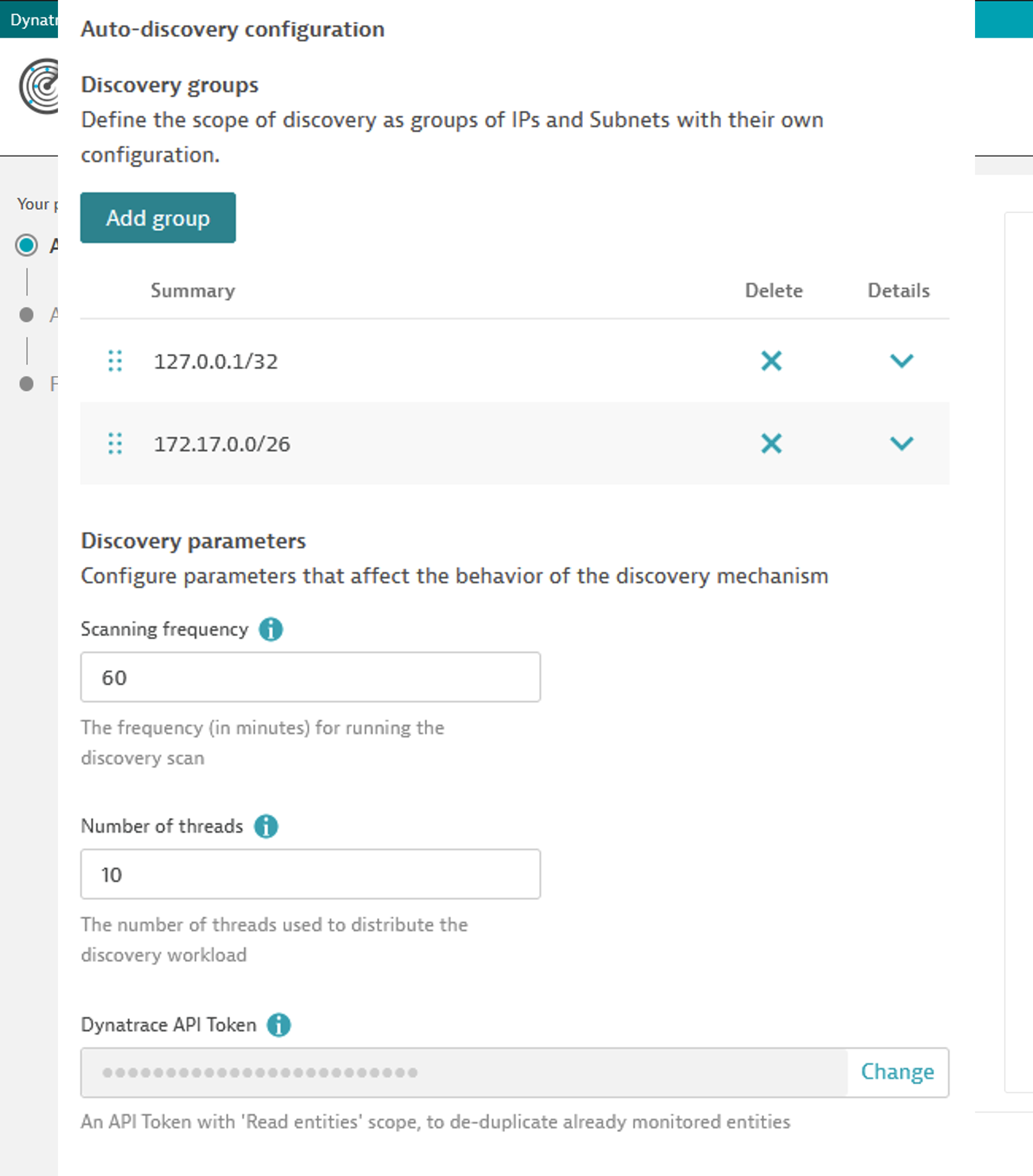 Configure the parameters of the discovery mechanism.