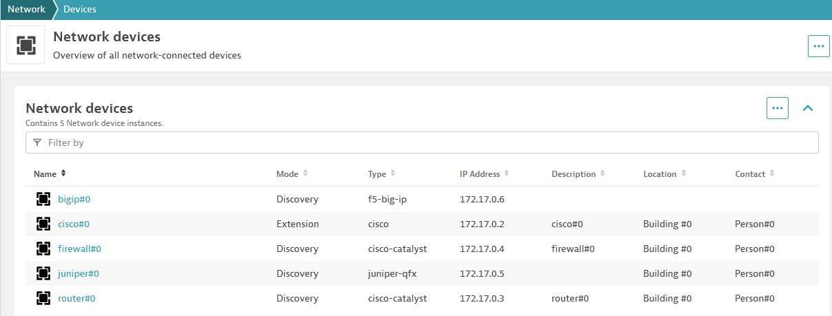 Additional extensions can be installed in the SNMP device list based on the discovered information to enable device-specific monitoring.