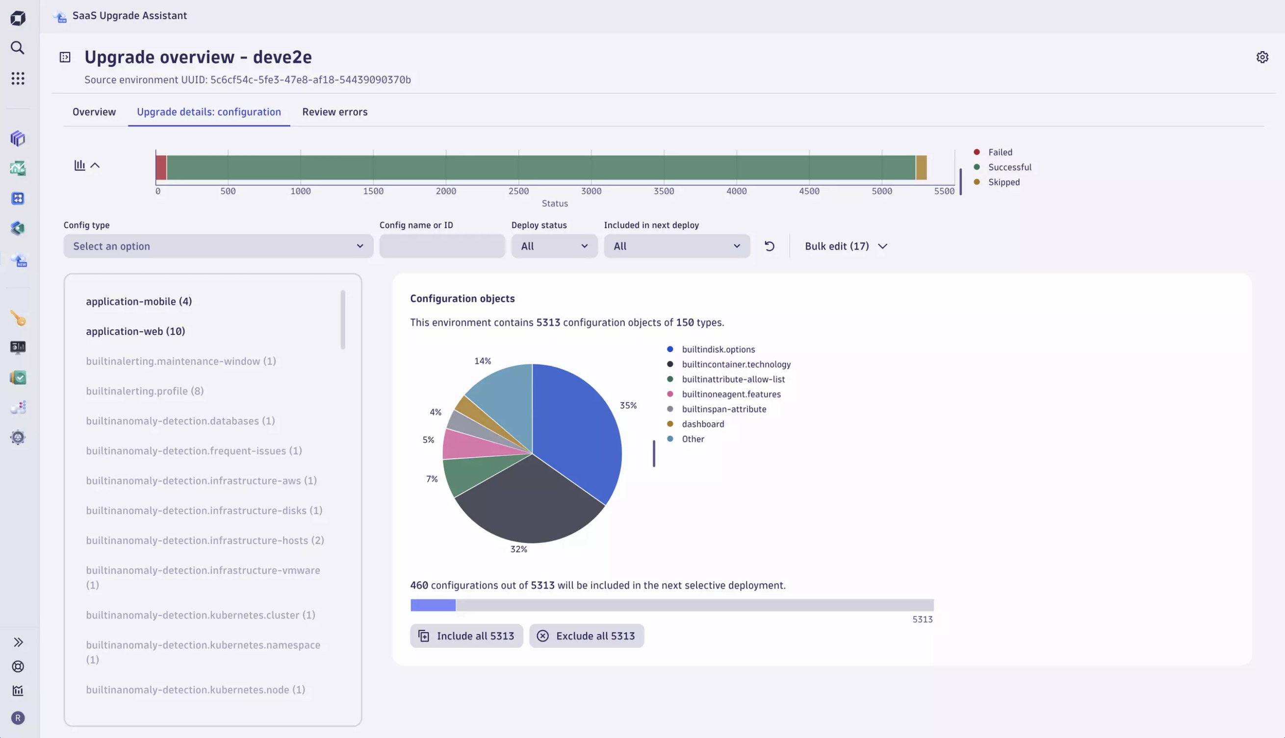 SaaS Upgrade overview Assistant in Dynatrace screenshot