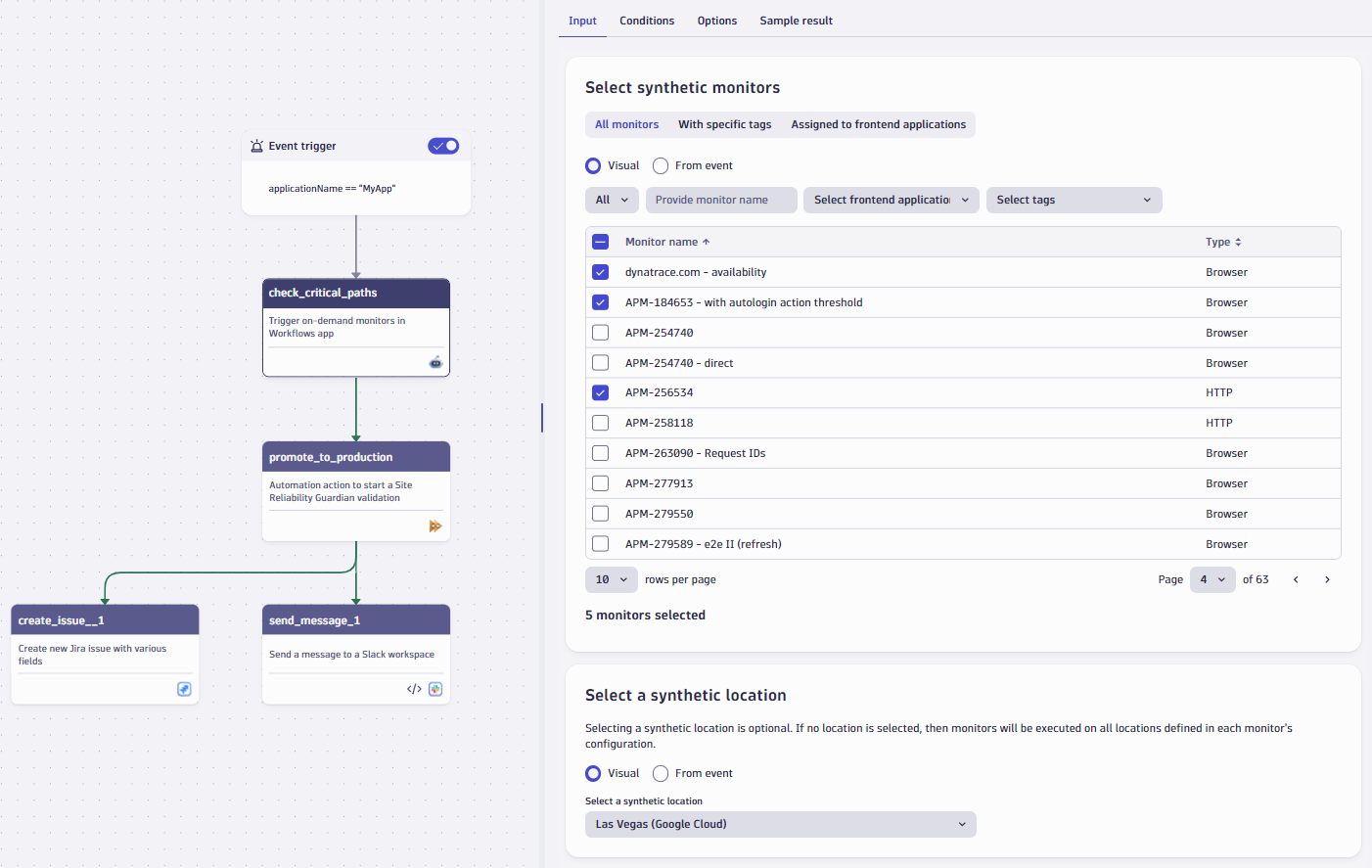 Workflows diagram in Dynatrace screenshot