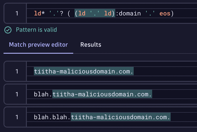 highlighted DNS names