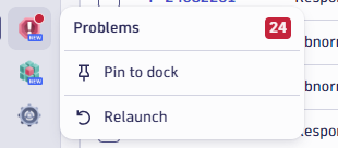 Find the global problem indicator in the Dock.