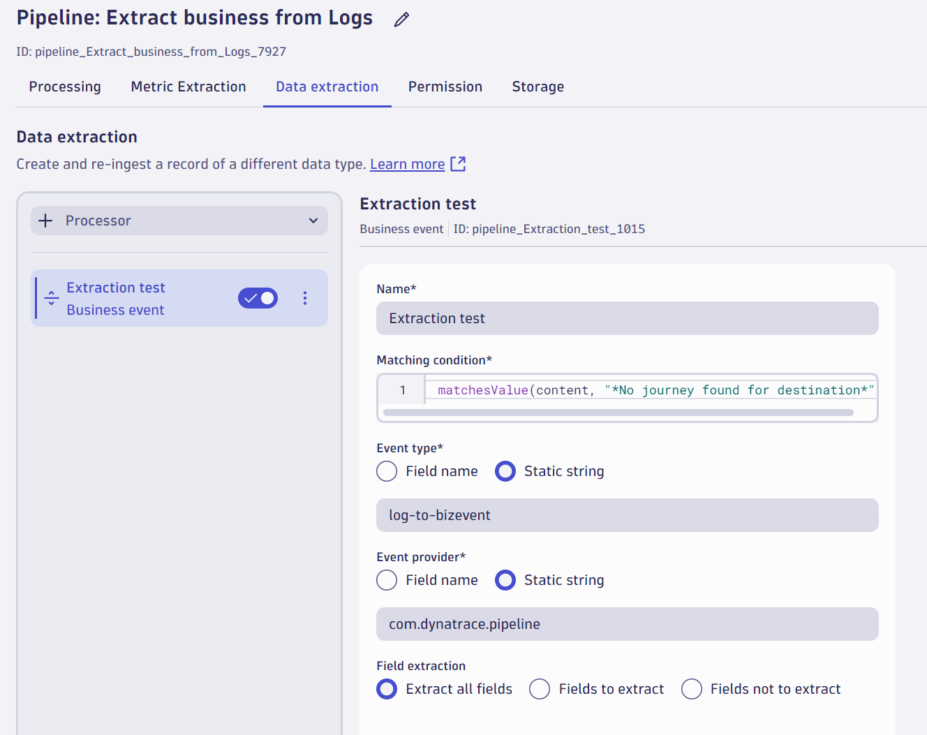 Create a target pipeline in Dynatrace