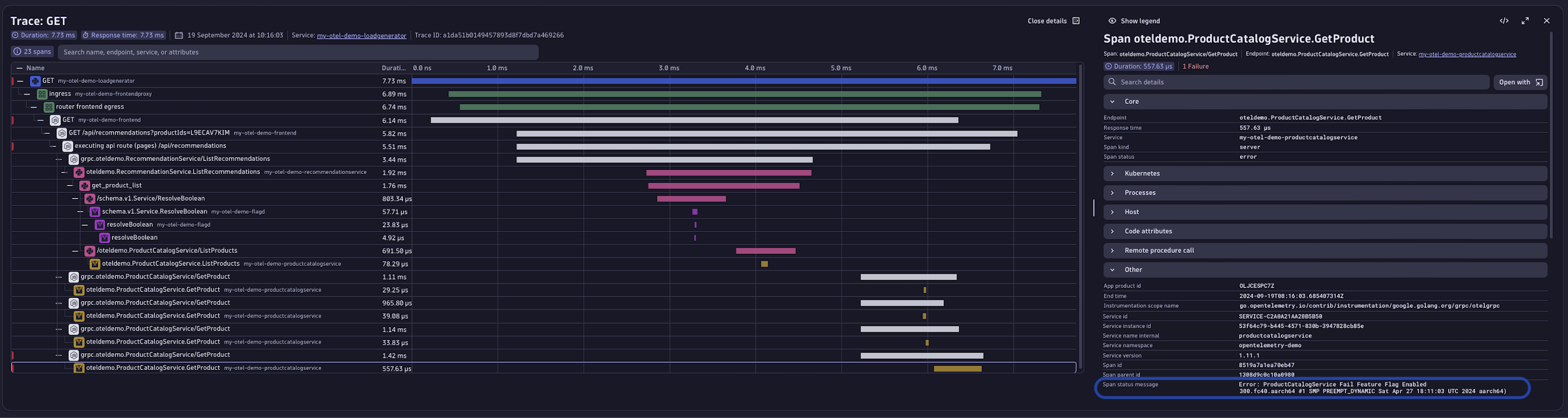 Distributed Tracing app in Dynatrace screenshot