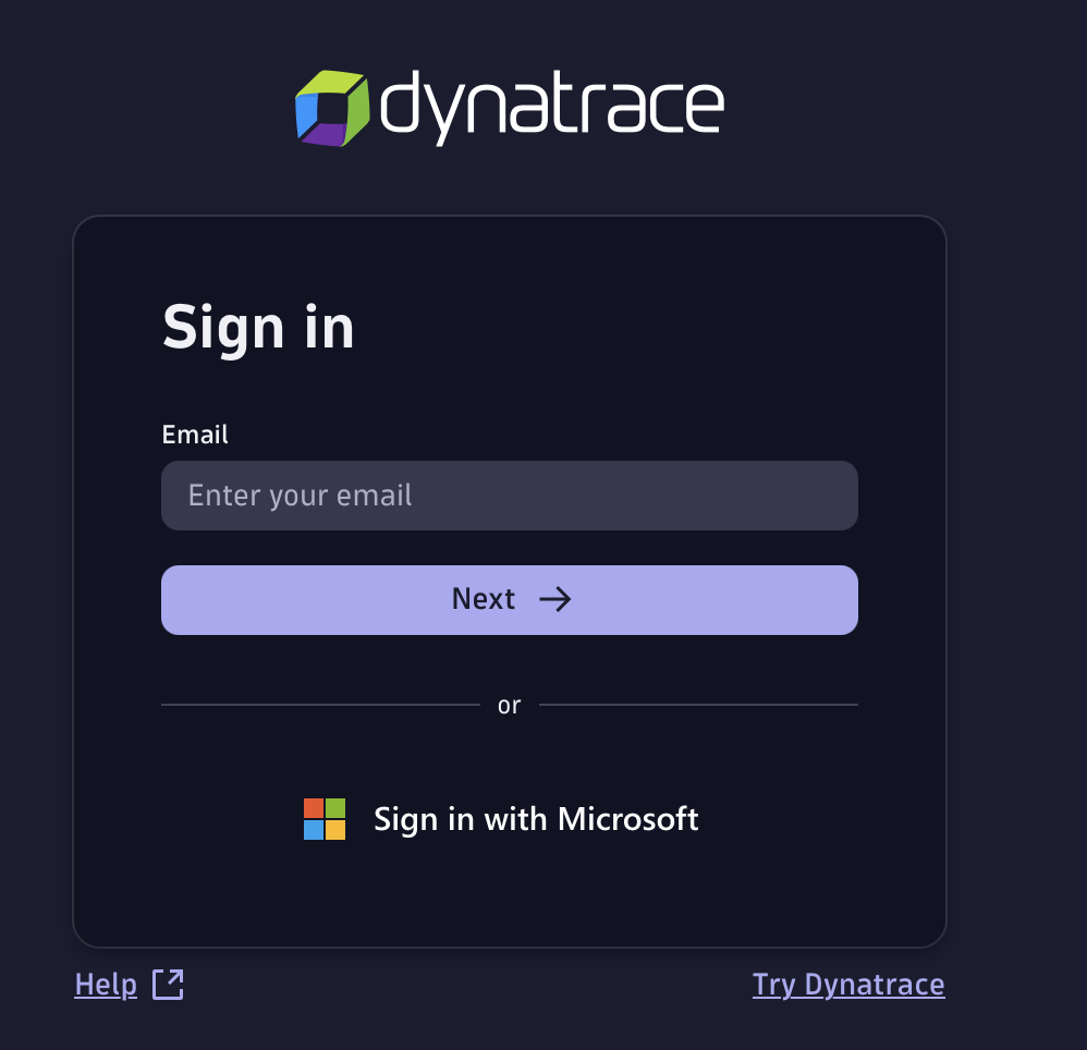 Dynatrace login page