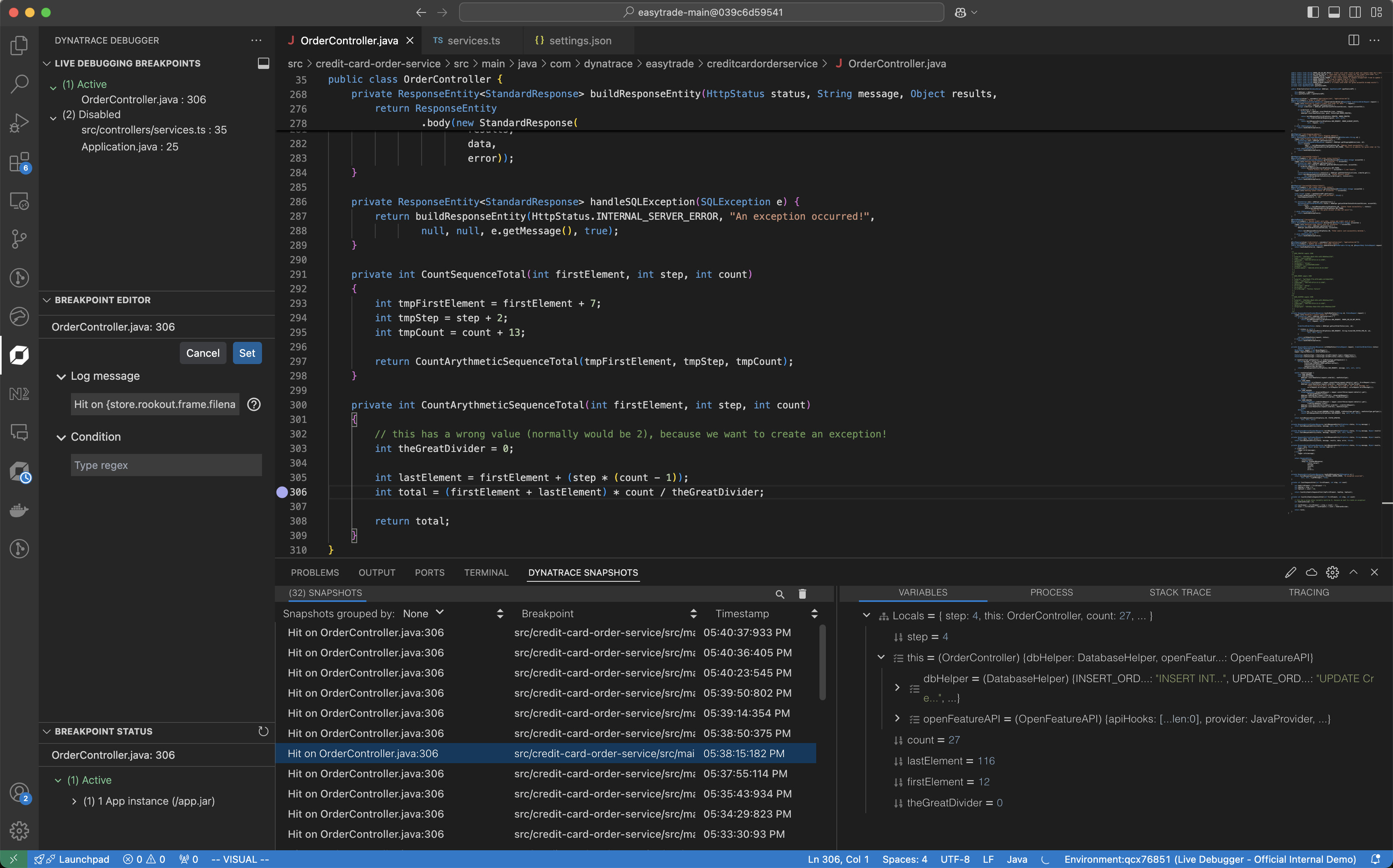 Live snapshot Visual Studio Code IDE