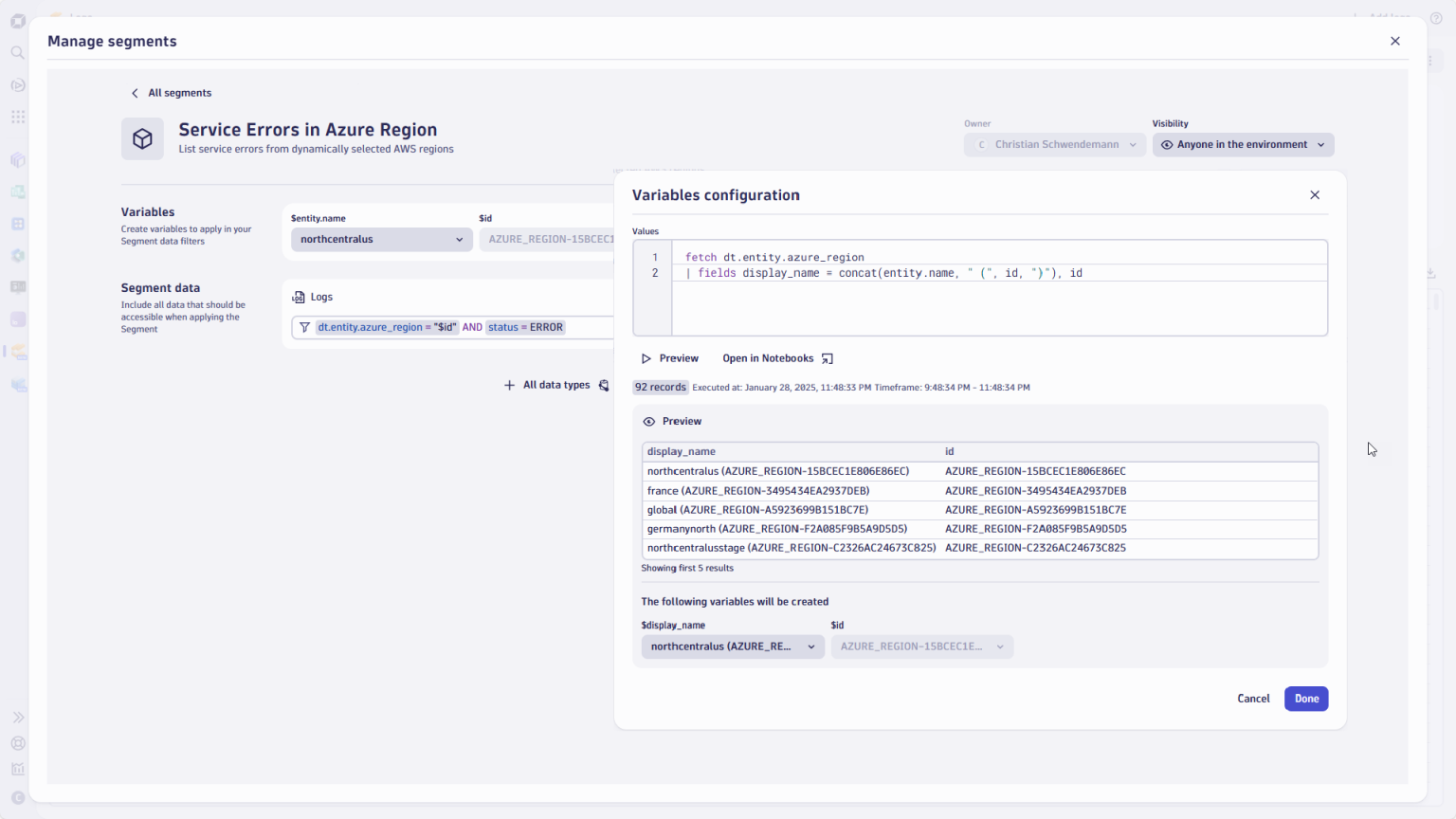 Data segmentation and advanced filters in Dynatrace Logs