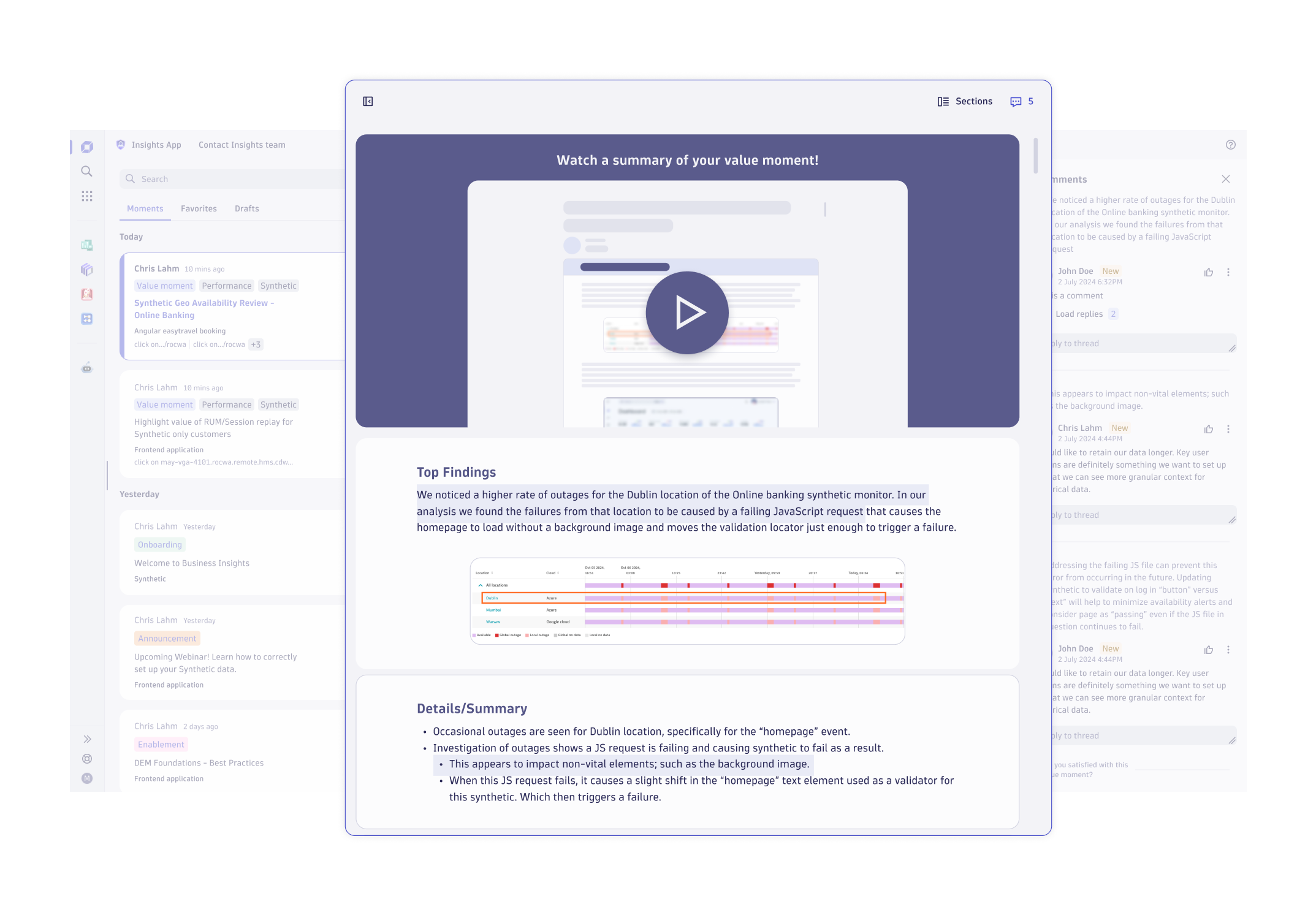 Figure 3. Each value moment offers an optional video summary for a quick overview, followed by indexed sections that allow you to jump directly to relevant information.