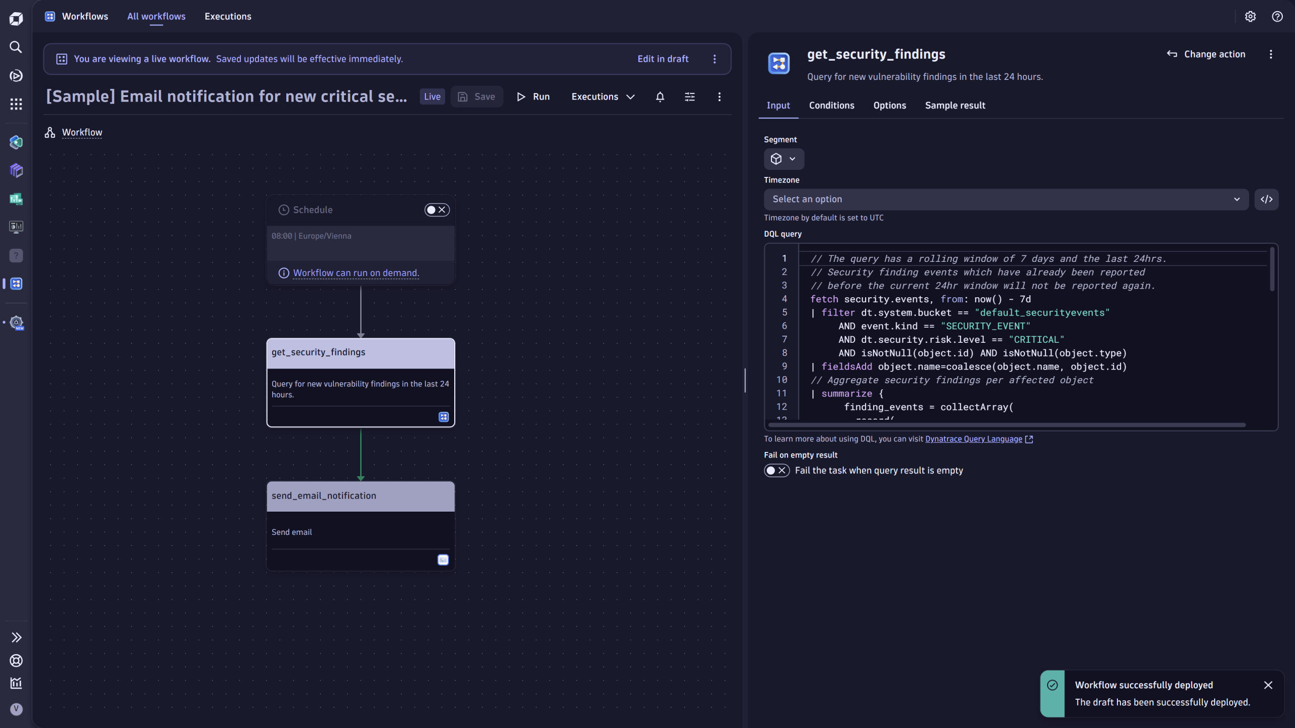 Figure 3. Sample email notification workflow