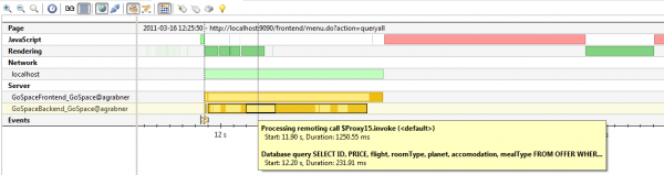 Browser Timeline showing both Browser and Server Side activities when users interact with the Web Application Browser Timeline showing both Browser and Server Side activities when users interact with the Web Application