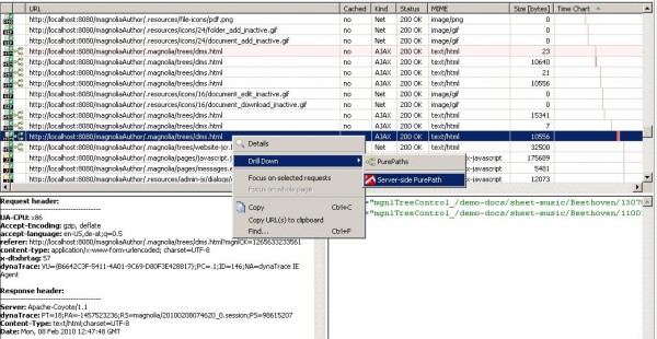 Network View showing a PurePath icon where we have a Server-side PurePath Network View showing a PurePath icon where we have a Server-side PurePath