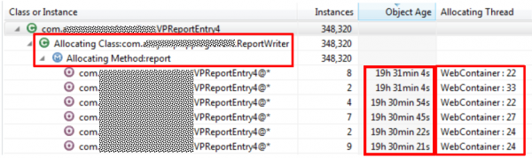 It is the report method that allocates the VPReportEntry objects which stay on the heap for quite a while It is the report method that allocates the VPReportEntry objects which stay on the heap for quite a while
