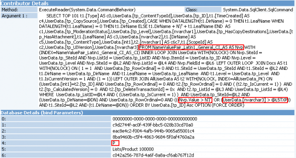 SQL Statement showing only one of the two indexed columns taken from NameValuePair