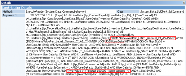 NameValuePair table JOIN's UserData and is used in WHERE clause